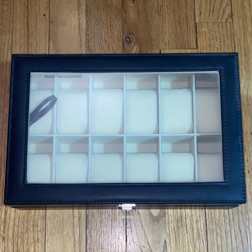 Elegant Black Jewelry Organizer with Glass Display